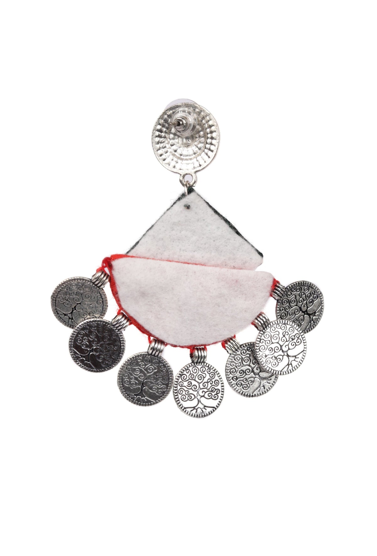 D Shaped And Square Handcrafted Fabric Style Earrings