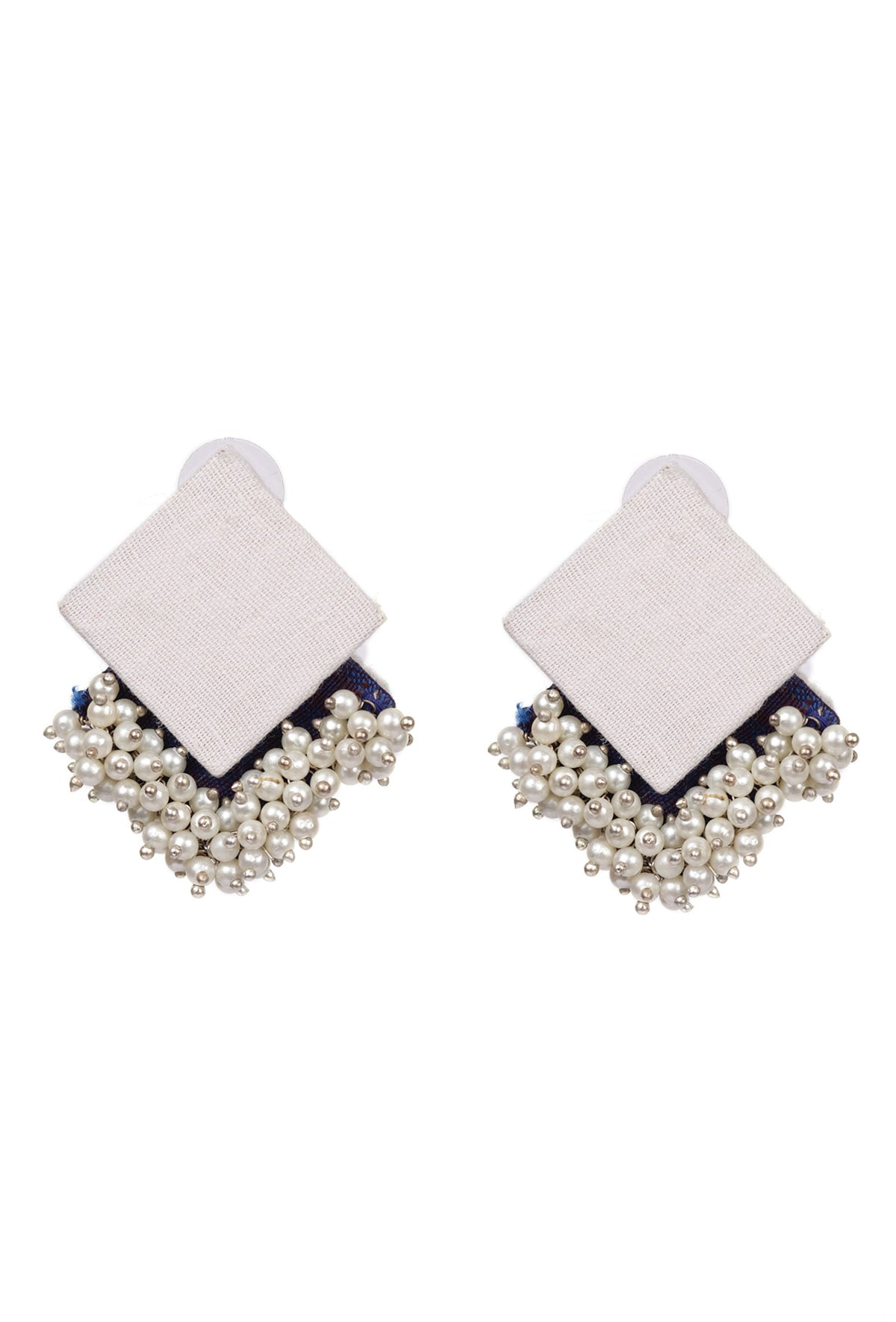 Square Shaped Handcrafted Fabric Style Earrings