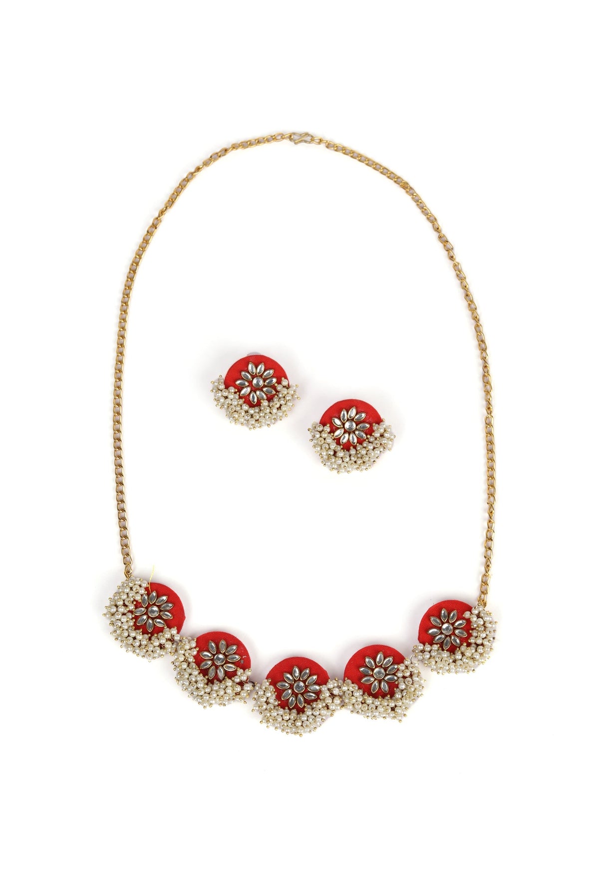 Handcrafted Fabric Flower Shaped Necklace