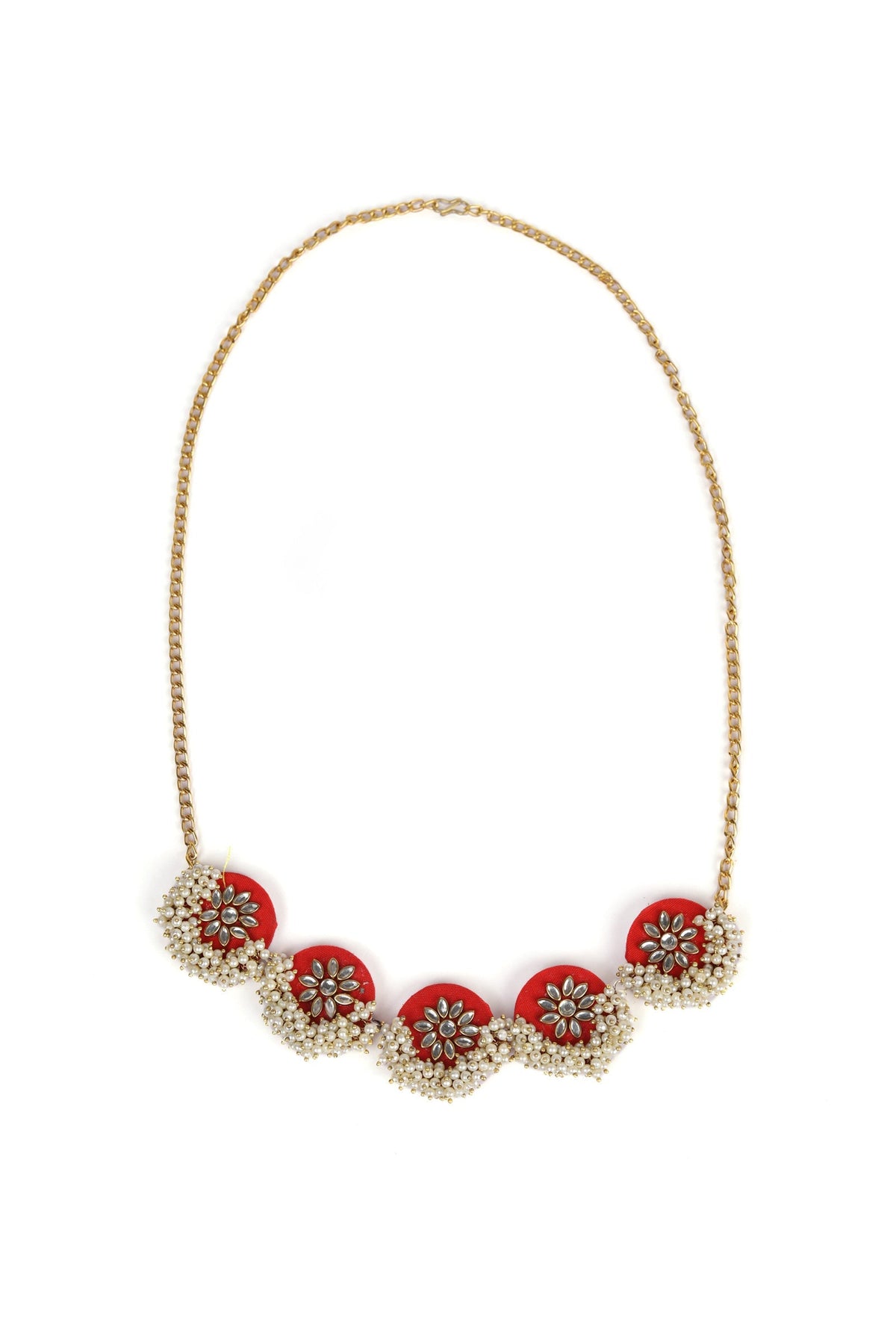 Handcrafted Fabric Flower Shaped Necklace