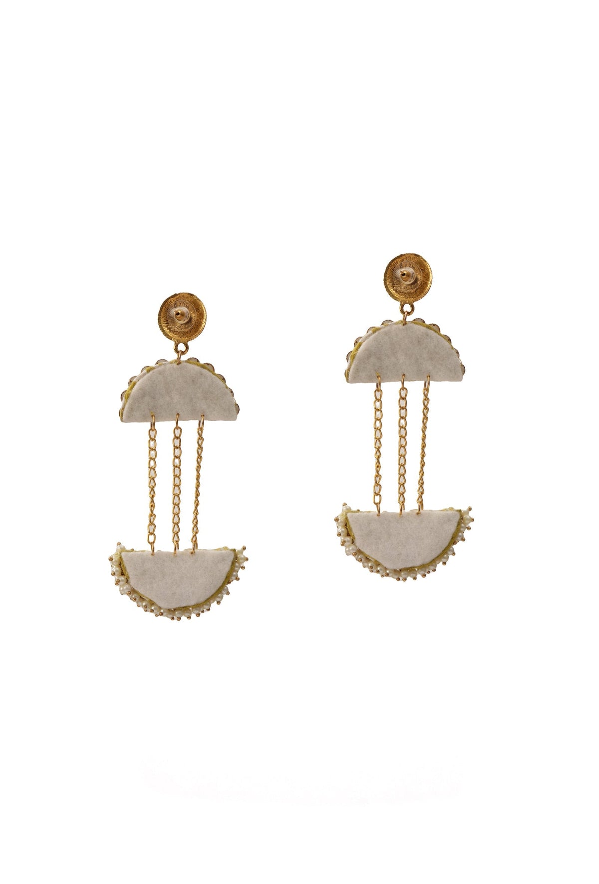 Handcrafted D-Shape Bandhani Fabric Earrings