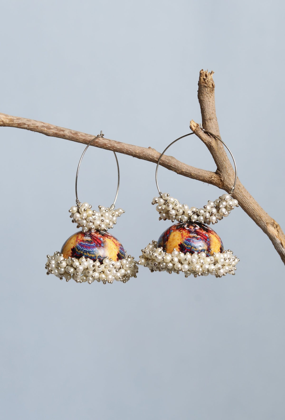 Hand Painted Garbha Meenakari Jhumki