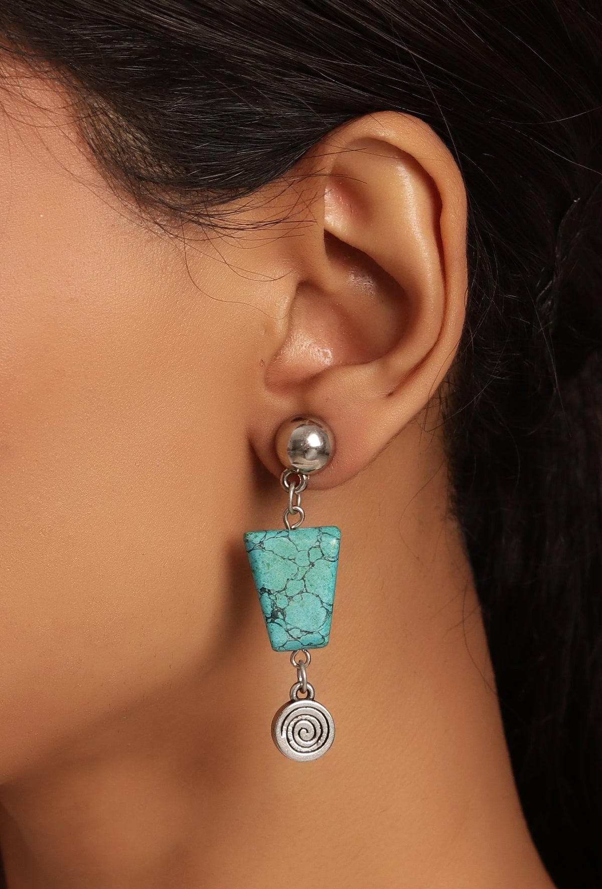 Turquoise Stone With Silver Bead