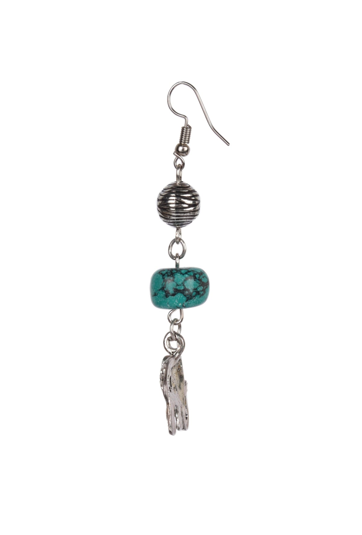 Turquoise Stone With Elephant Charm Dangler Earring