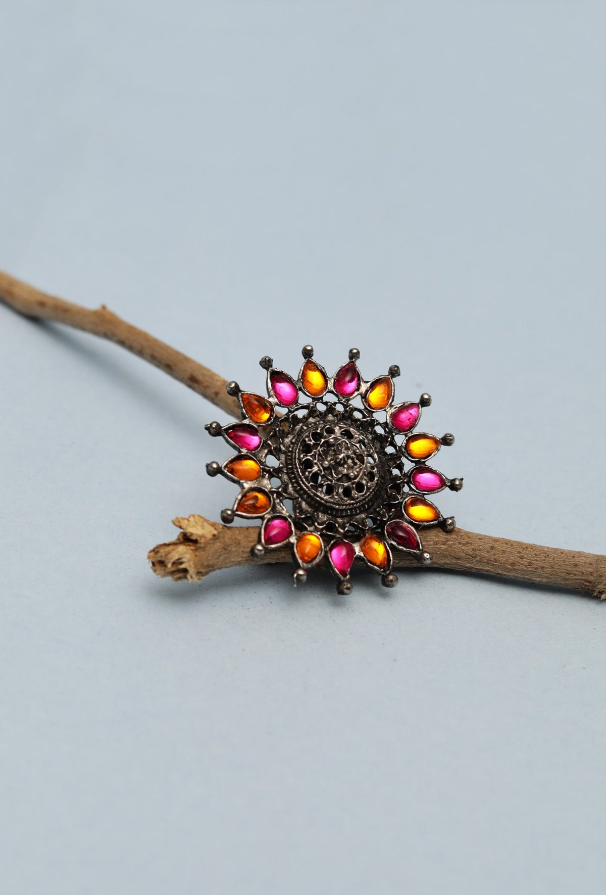 Trendy Flower Shaped Pink Adjustable Ring