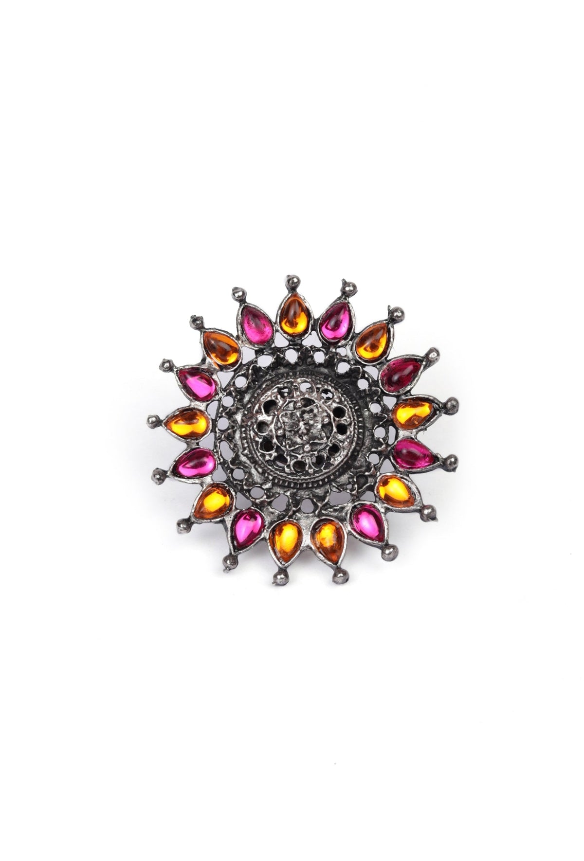 Trendy Flower Shaped Pink Adjustable Ring