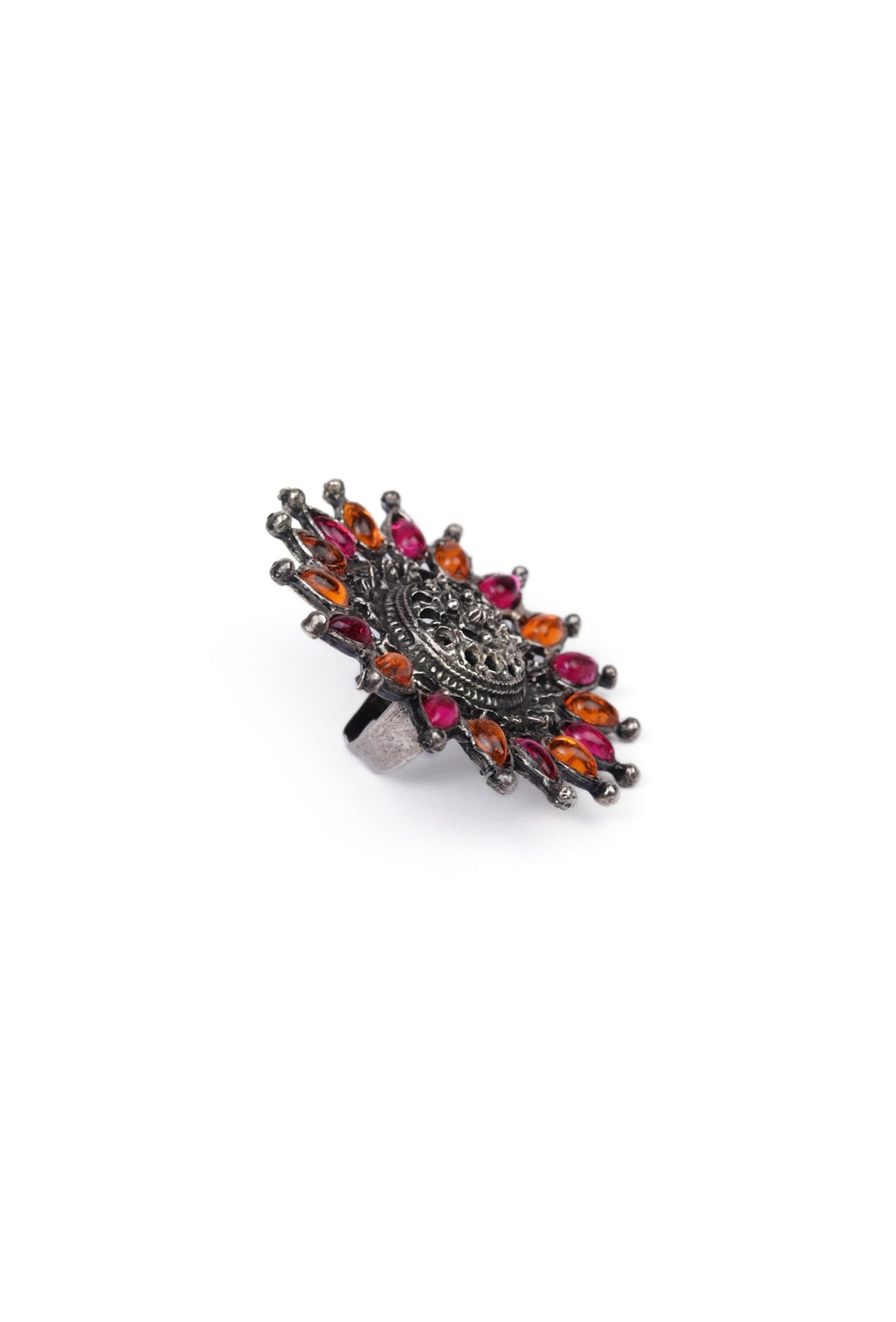 Trendy Flower Shaped Pink Adjustable Ring