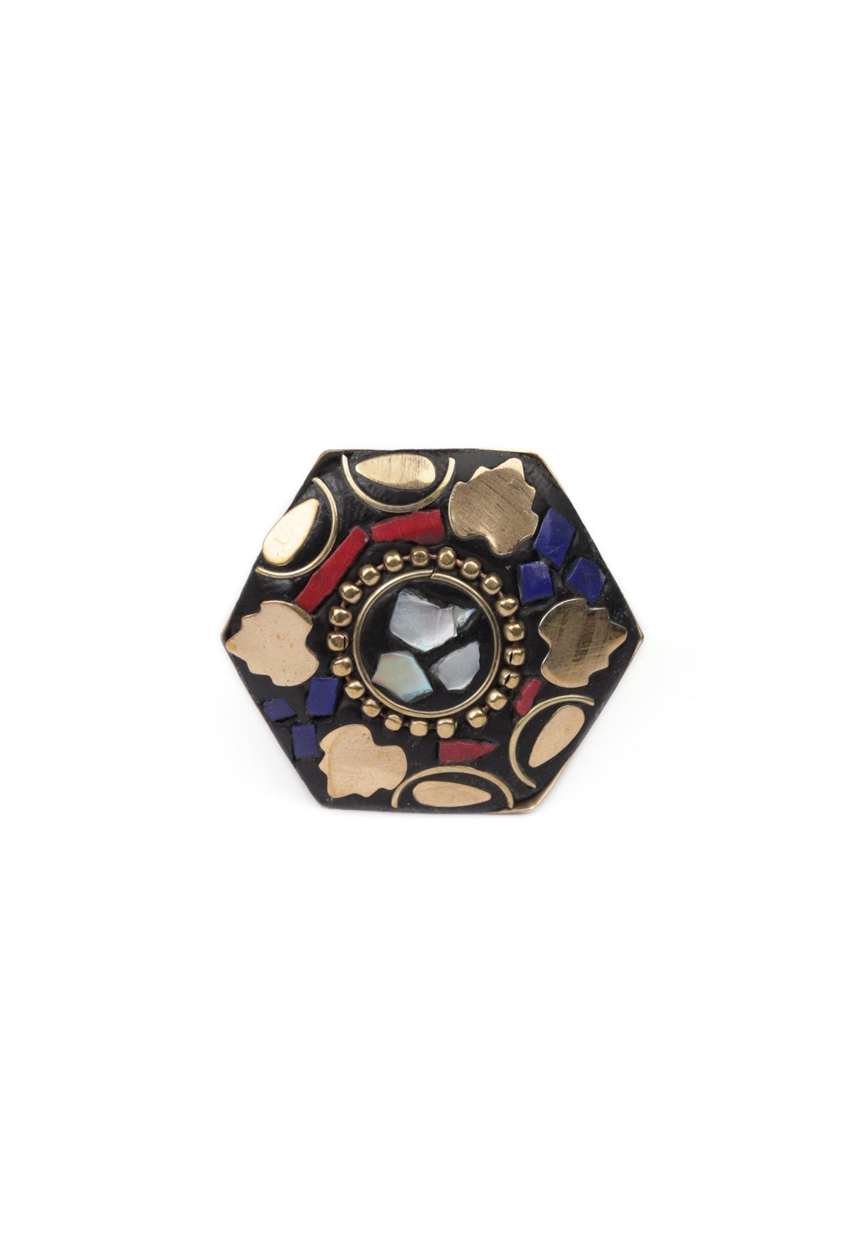 Laq Fashionable Light Weight Polygon Shaped Multi Color Ring