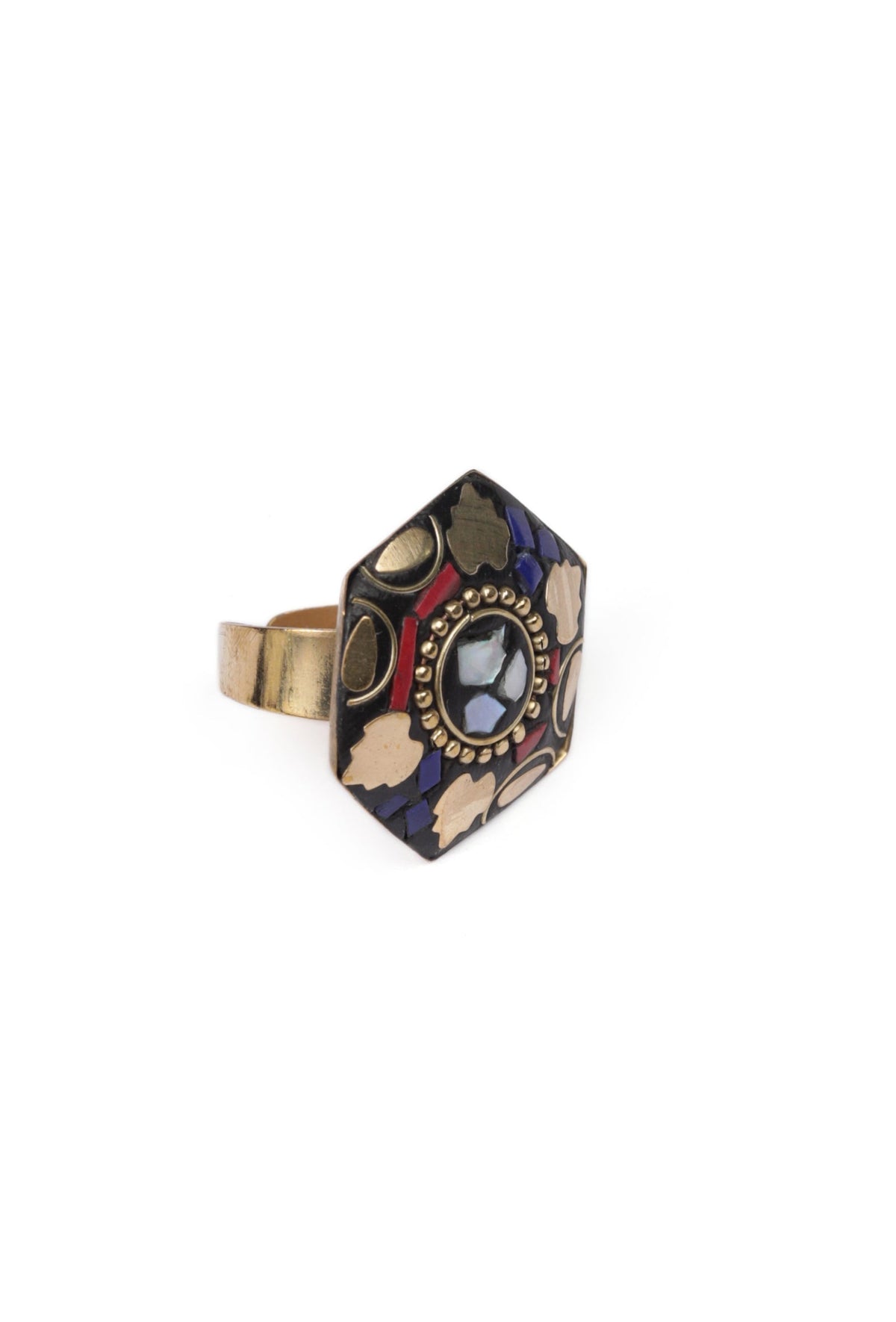 Laq Fashionable Light Weight Polygon Shaped Multi Color Ring