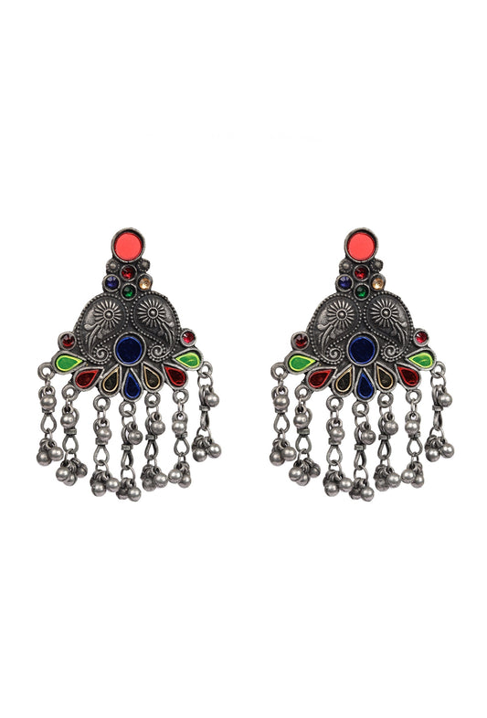 Traditional Afghani Designer Multi Color Glass Meena Partywear Lightweight Earring
