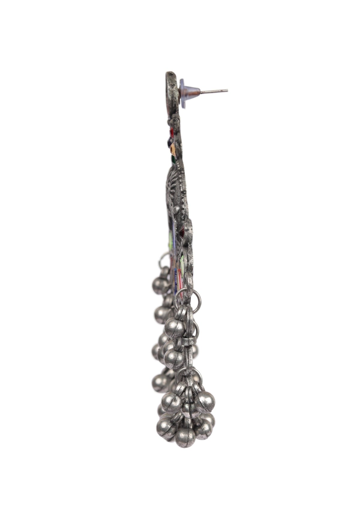 Traditional Afghani Designer Multi Color Glass Meena Partywear Lightweight Earring