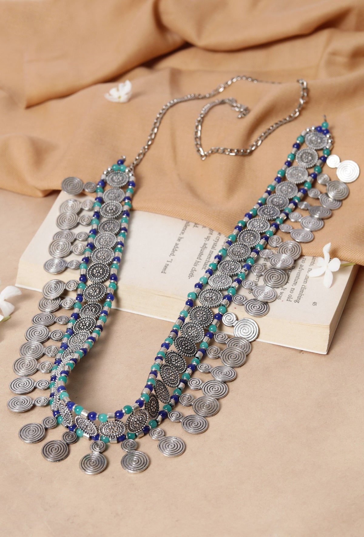 Blue Waist Chain Oxidised Kamarbandh