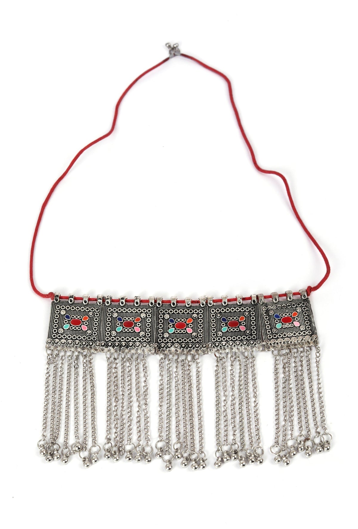 Multi Meena Chain Work Afghani Choker Necklace
