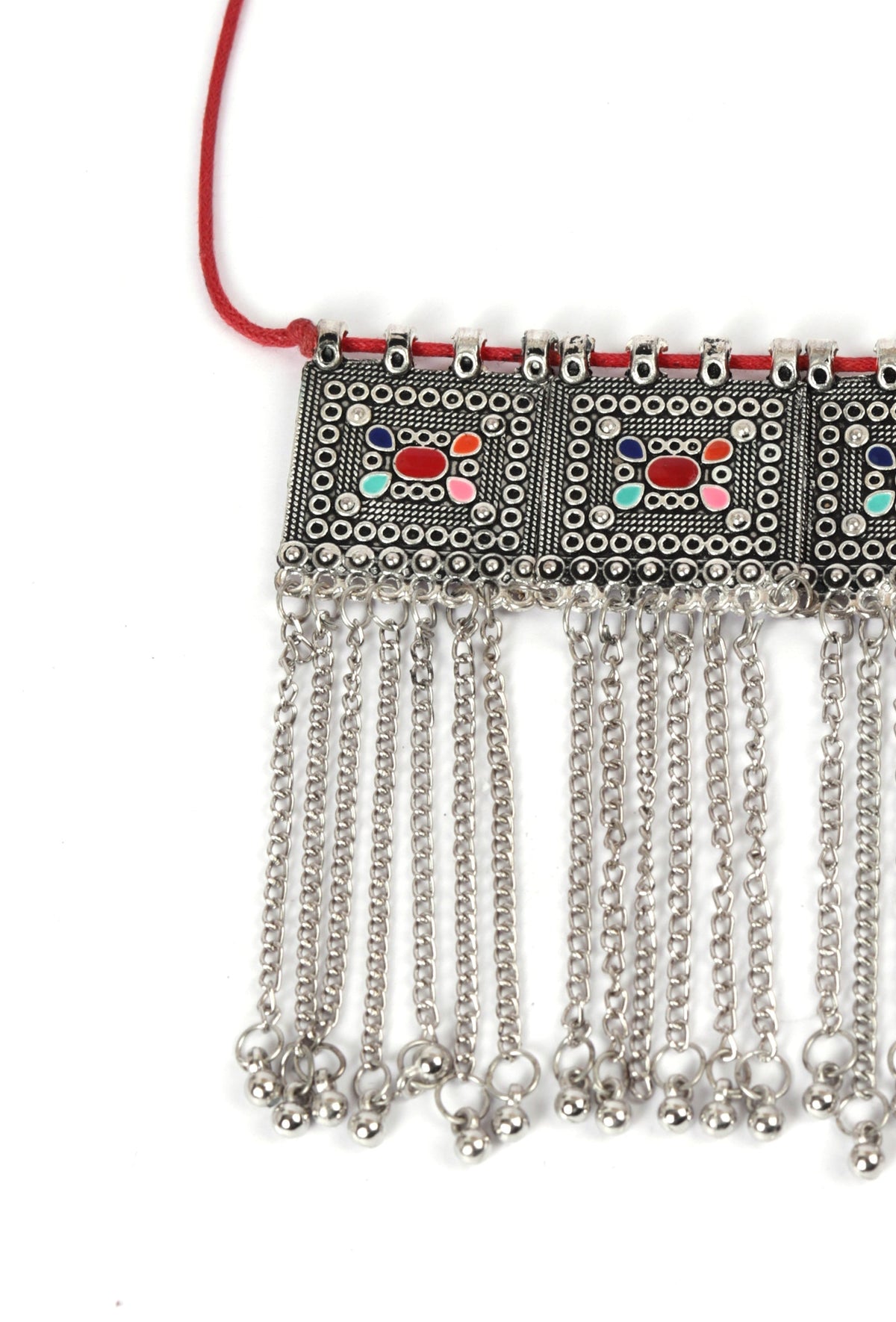 Multi Meena Chain Work Afghani Choker Necklace