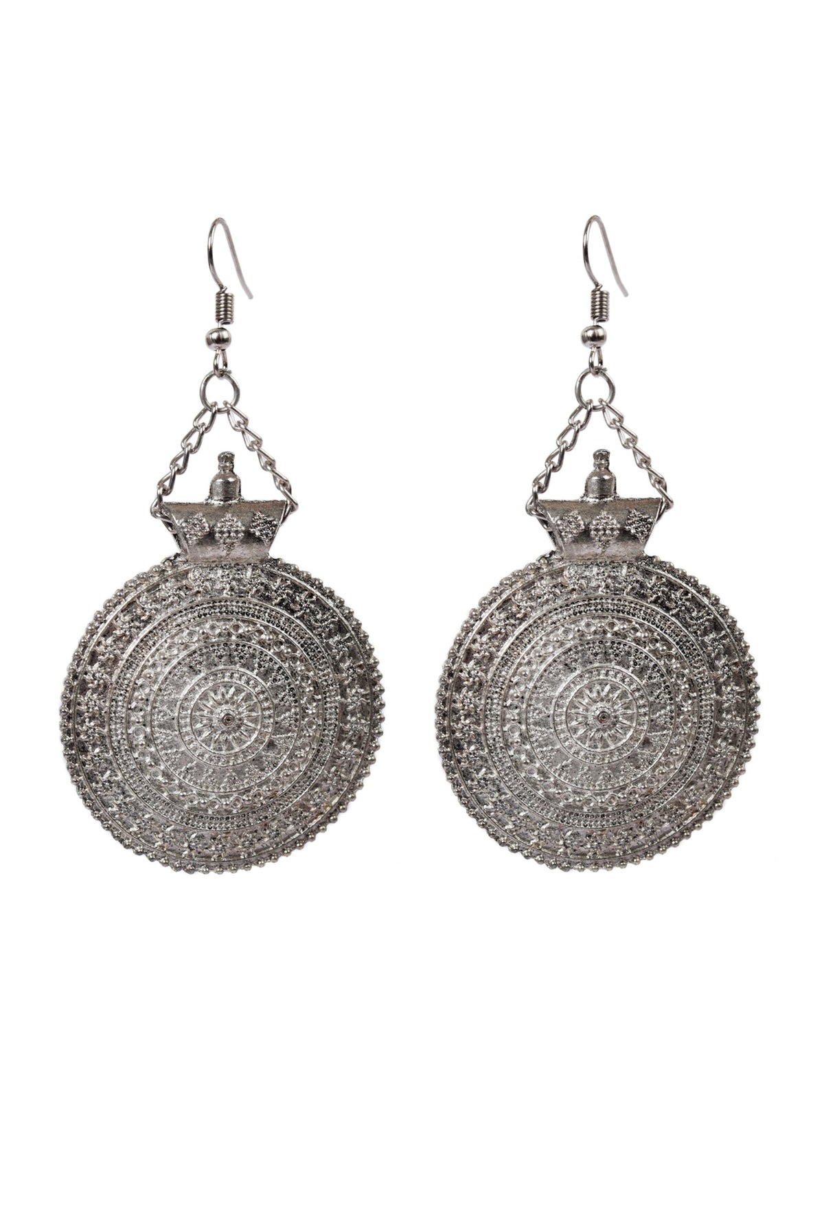 German Silver Round Shaped Earring