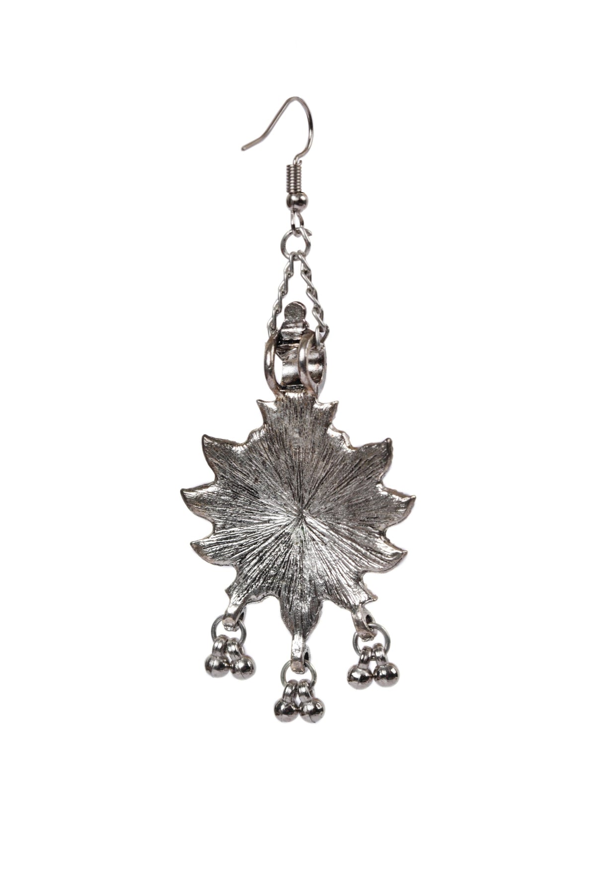 Silver Plated Partywear Trendy Shaped Square Bead Chain Maangtikka With Dangler Earring
