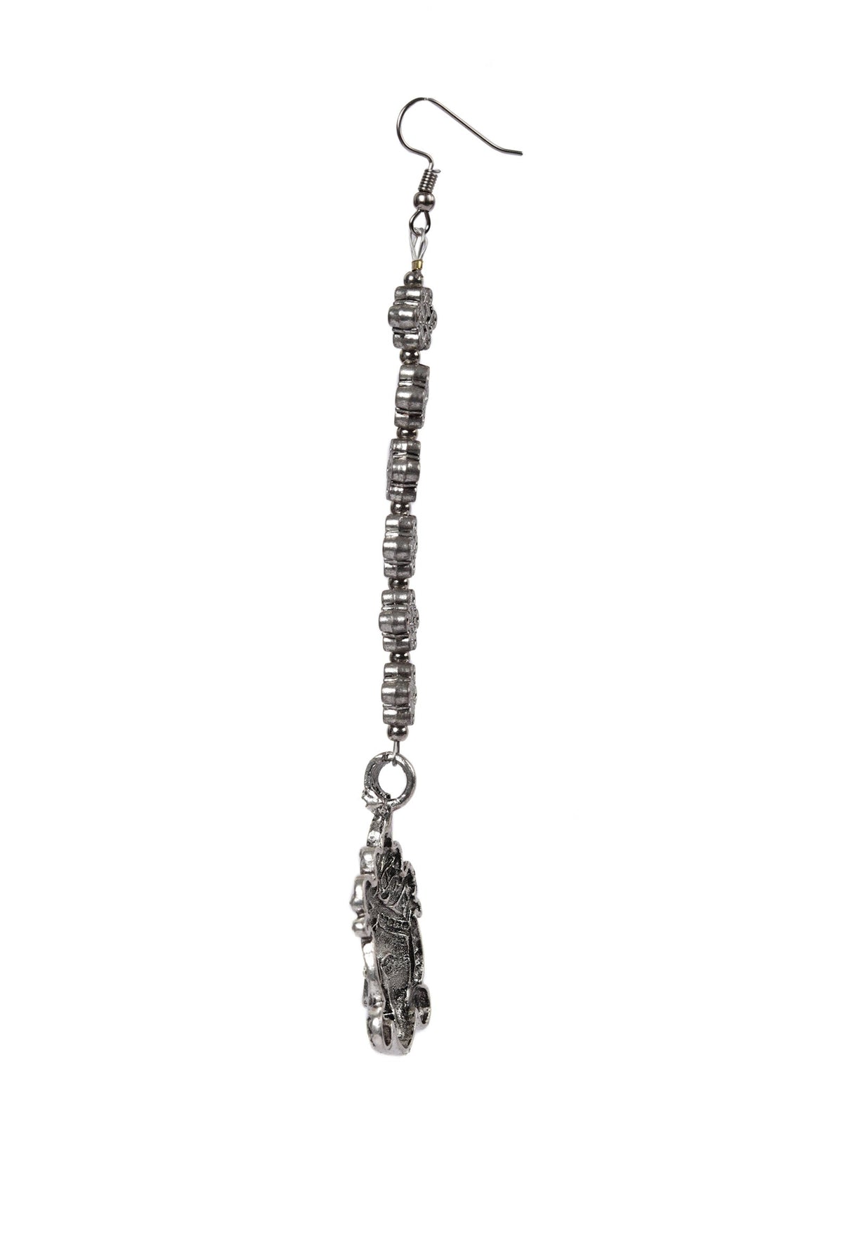 Traditional Design Durga Ji Square Bead Chain Maangtikka And Earring