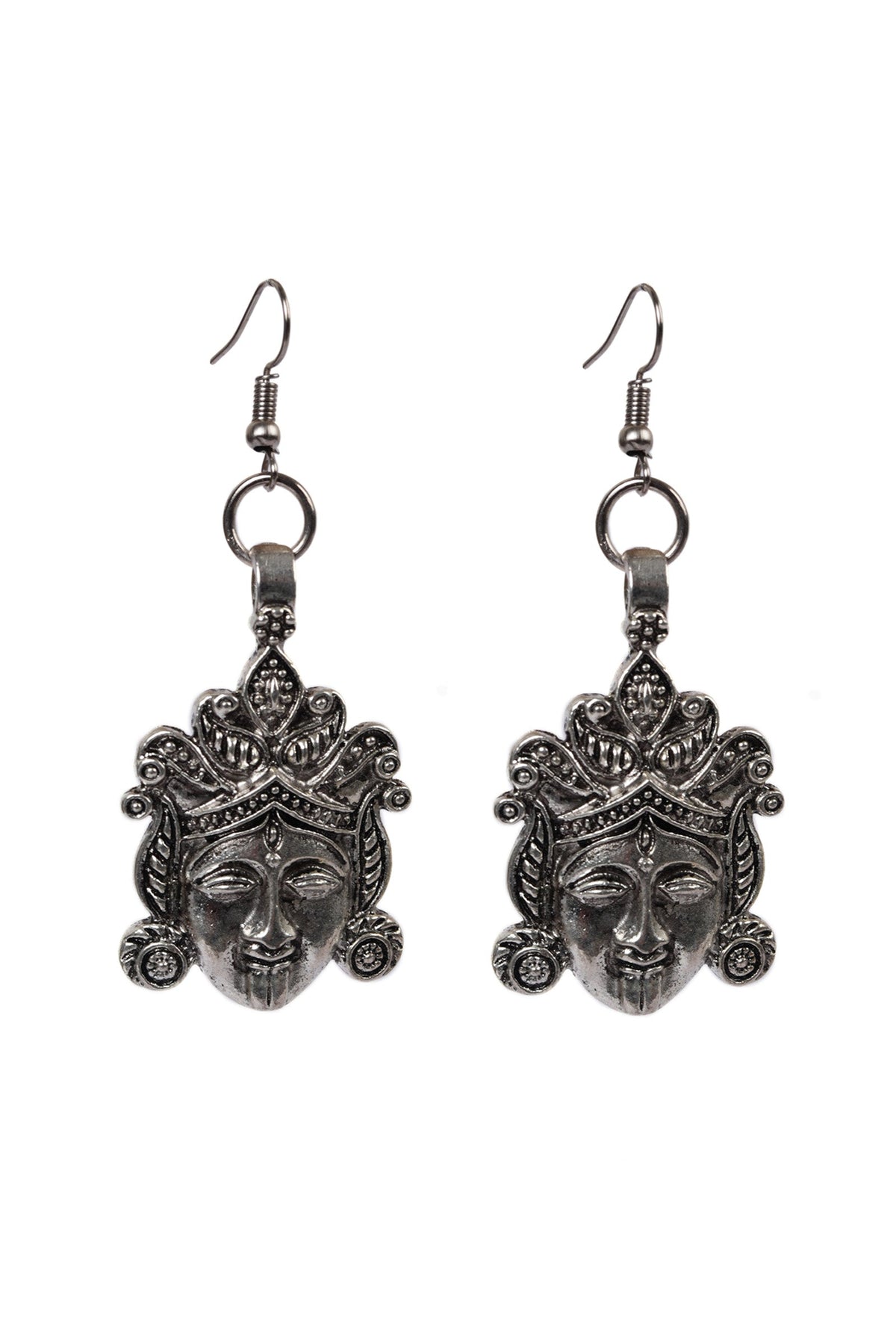 Traditional Design Durga Ji Square Bead Chain Maangtikka And Earring