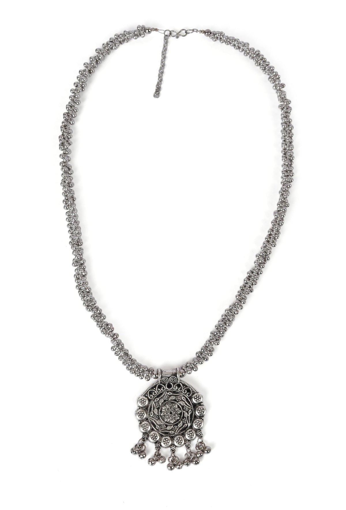 German Silver Partywear Silver Ghunghru Bead Designer Pendant