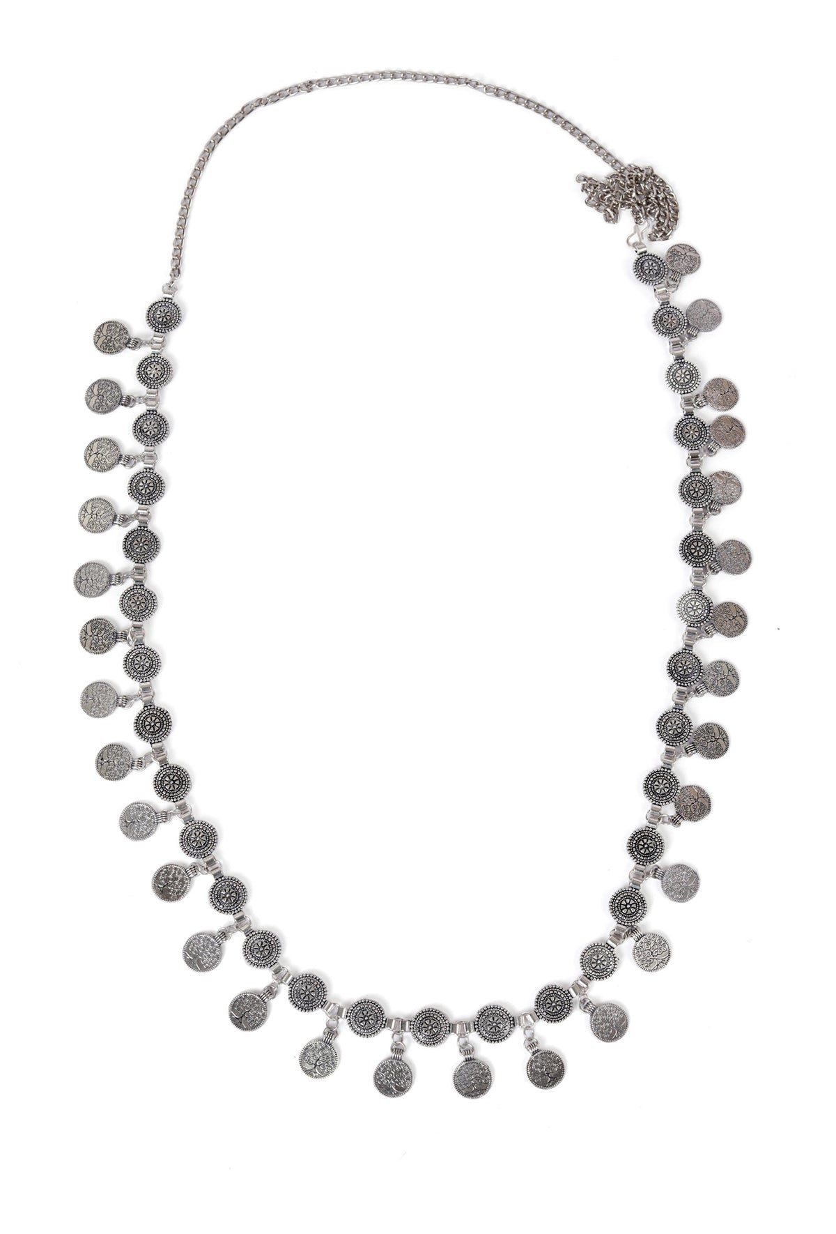 Stylish Traditional Silver Plated Coin Shaped Kamarband Waist Chain