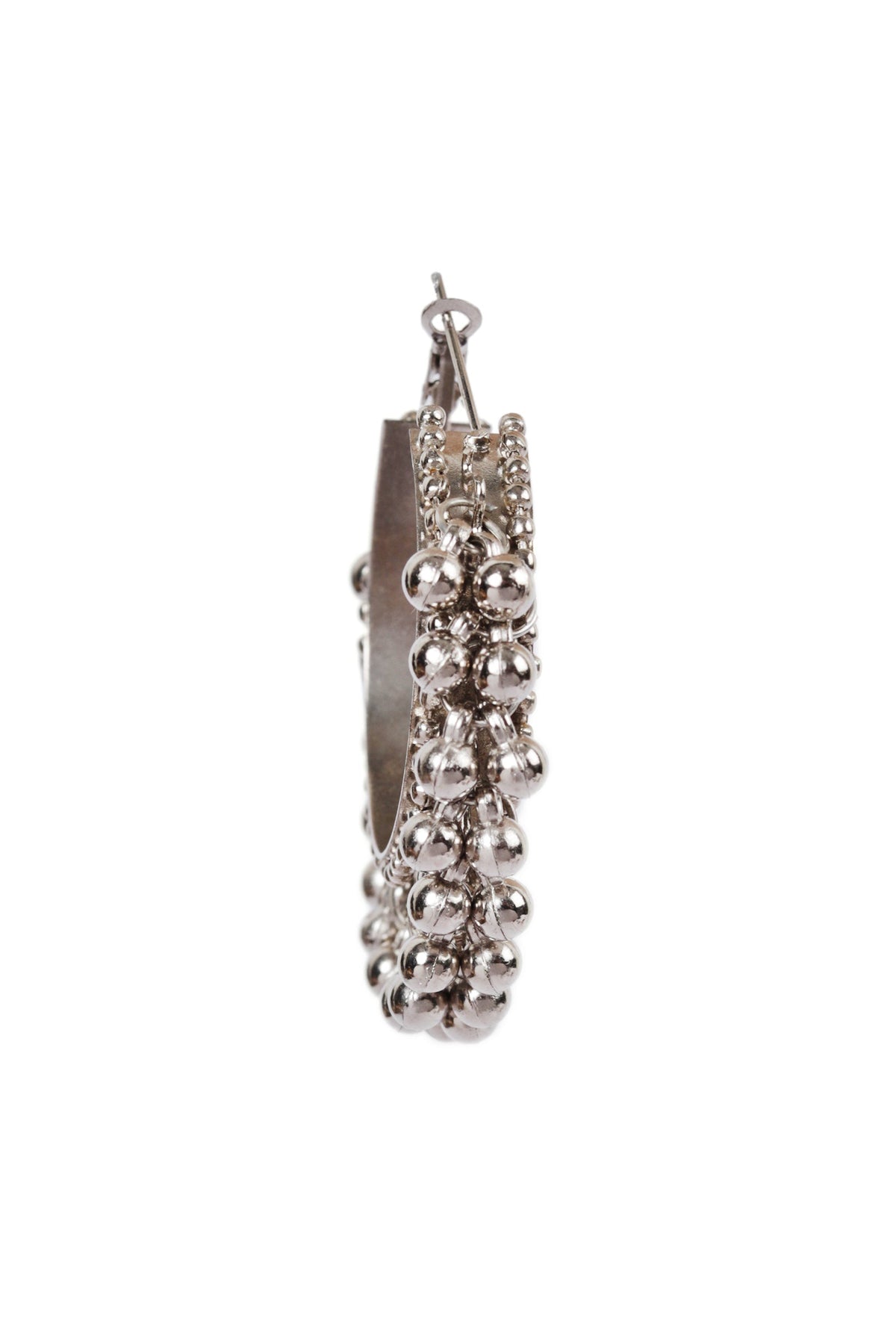 German Silver Partywear Silver Ghunghru Bali Hoop Earring