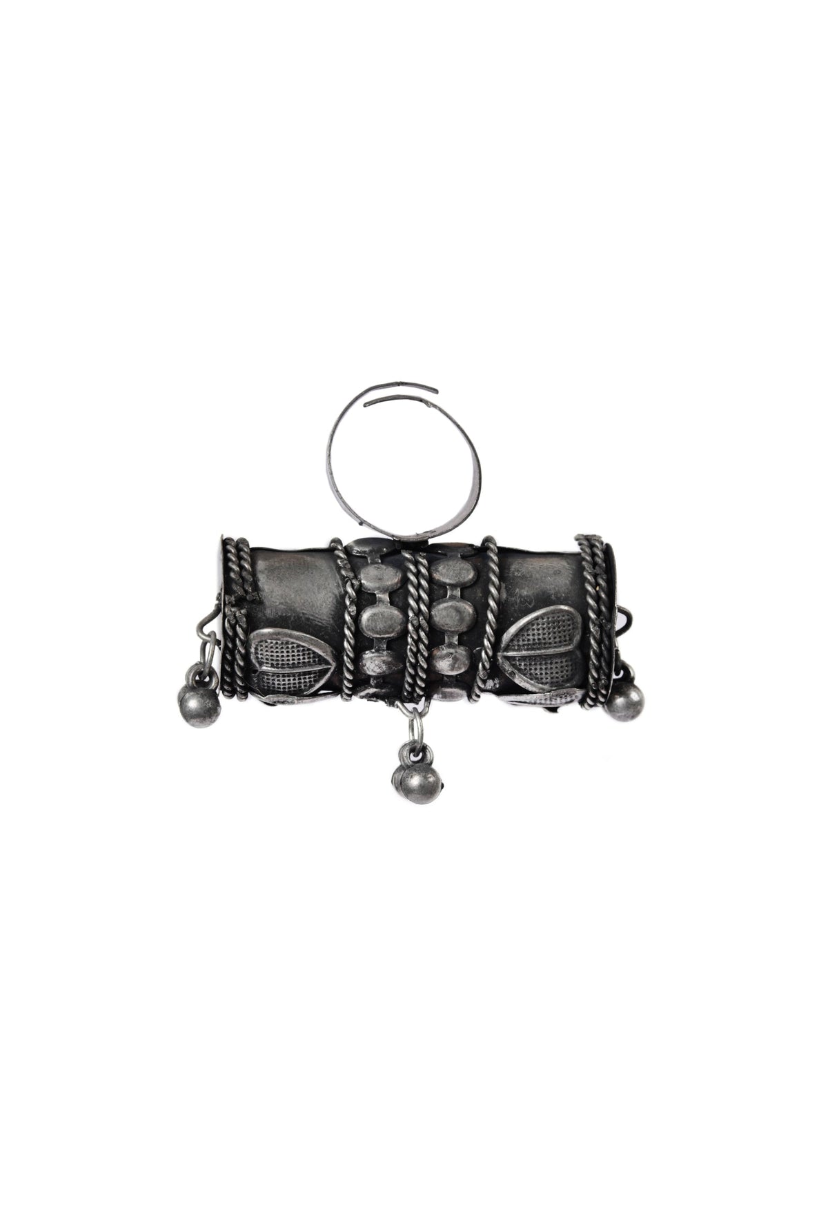 Silver Look Like Designer Lightweight Adjustable Cylindrical Drum Shaped Size Partywear Ring