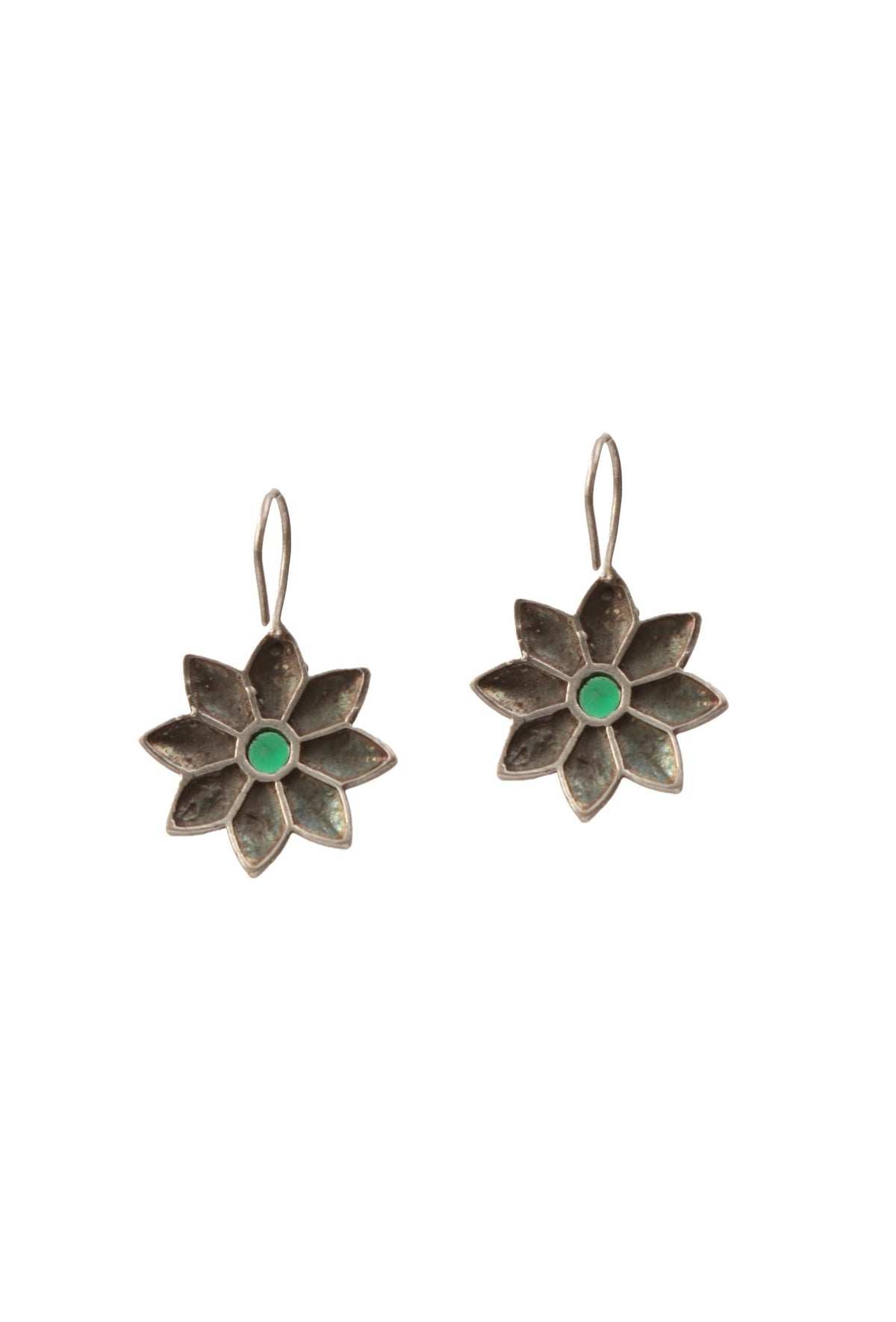 Silver-Look Leaves and Stars: Brass Oxidized Earrings