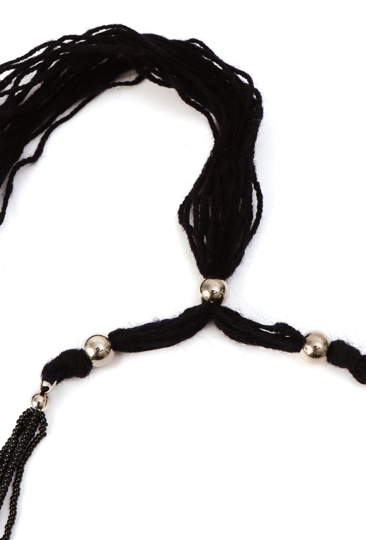 German Silver Lakshmi Pendant Necklace Set With Black Bead Dori & Jhumki