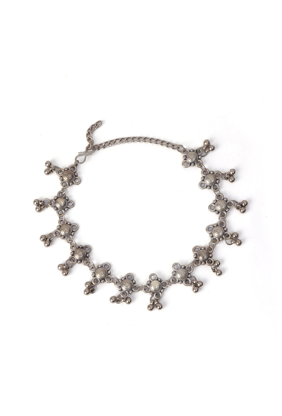 Silver Elegance Beaded Ghunghru Anklets