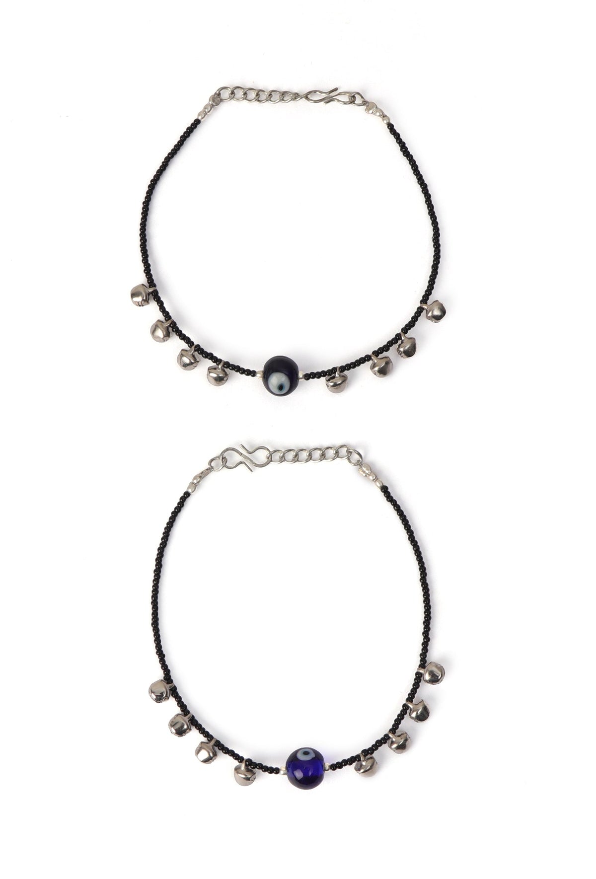 Black Matri Evil Eye Ghunghru Charm Pair of Anklets