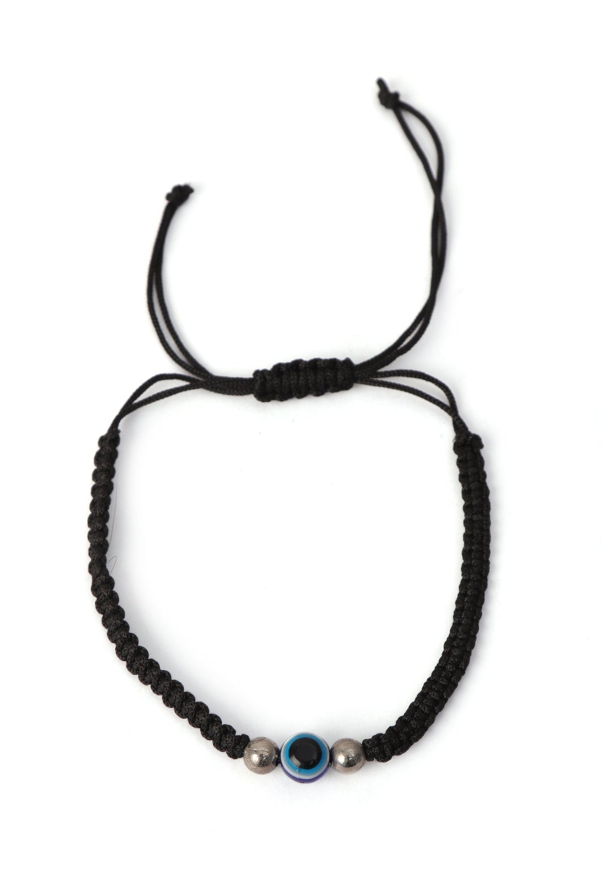 Handmade Nazariya 6 mm Evil Eye Charms Black Thread Bracelet Adjustable