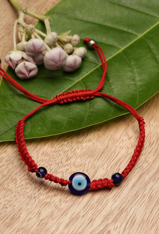 Adjustable Evil Eye Fabric Bracelet