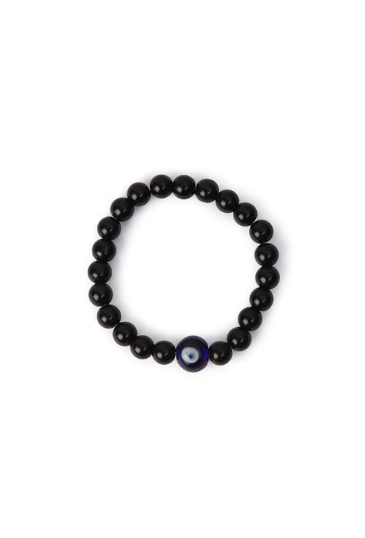 Black Bead Evil Eye Adjustable Bracelet