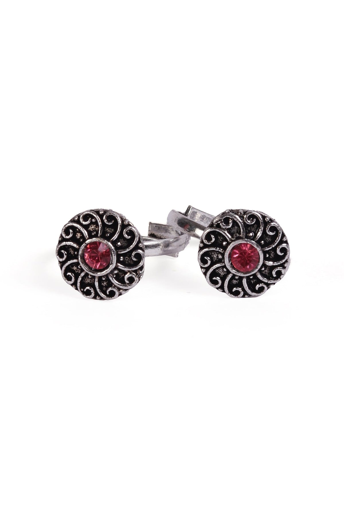Yukti Red Stone German Silver Adjustable Toe Ring