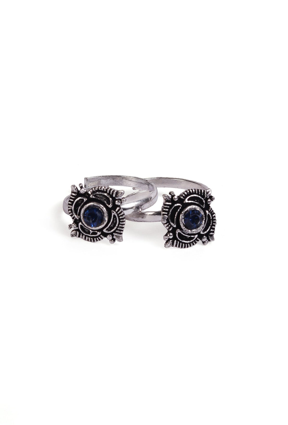 Sapphire Stone German Silver Adjustable Toe Ring