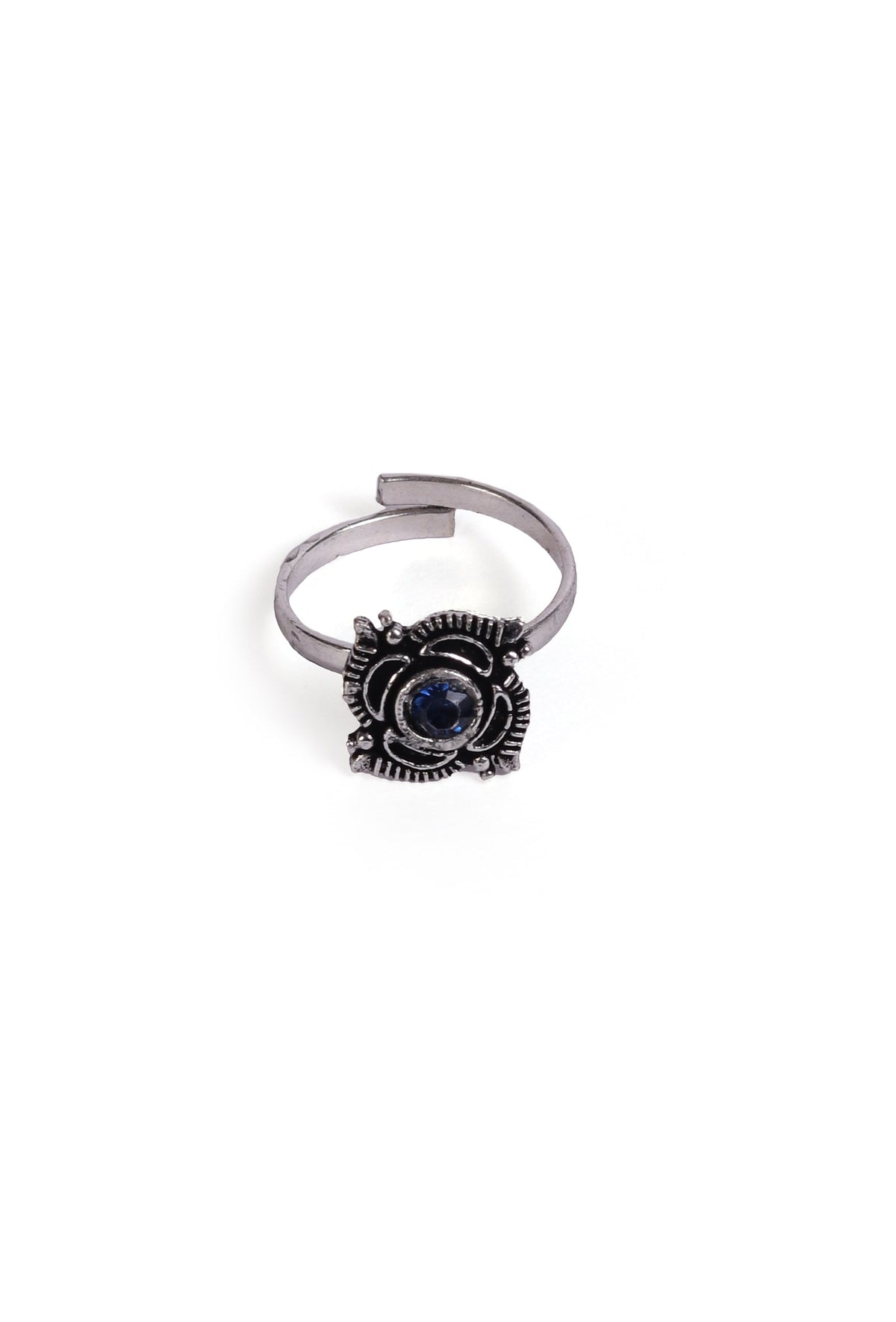 Sapphire Stone German Silver Adjustable Toe Ring