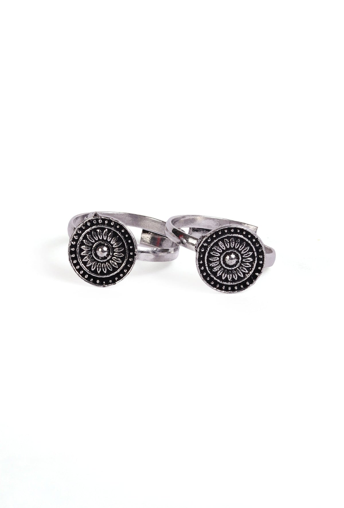 Mandala Pattern German Silver Adjustable Toe Ring