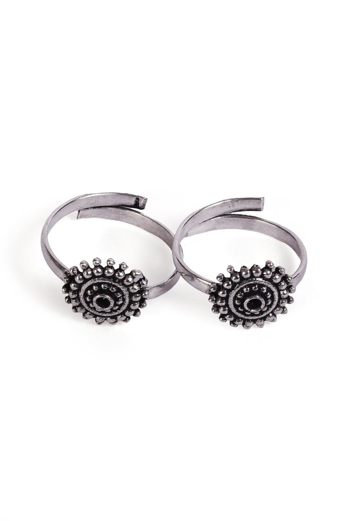 Ira Black Stone German Silver Adjustable Toe Ring