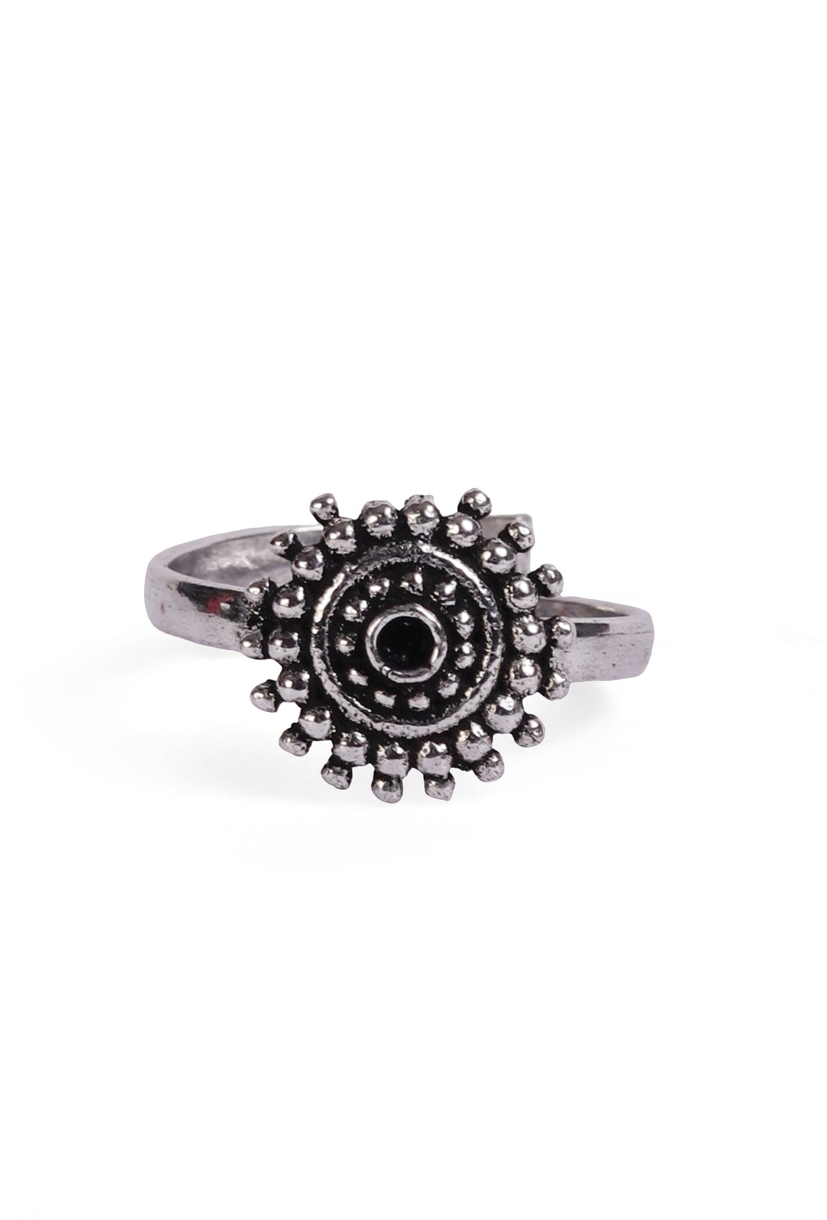 Ira Black Stone German Silver Adjustable Toe Ring