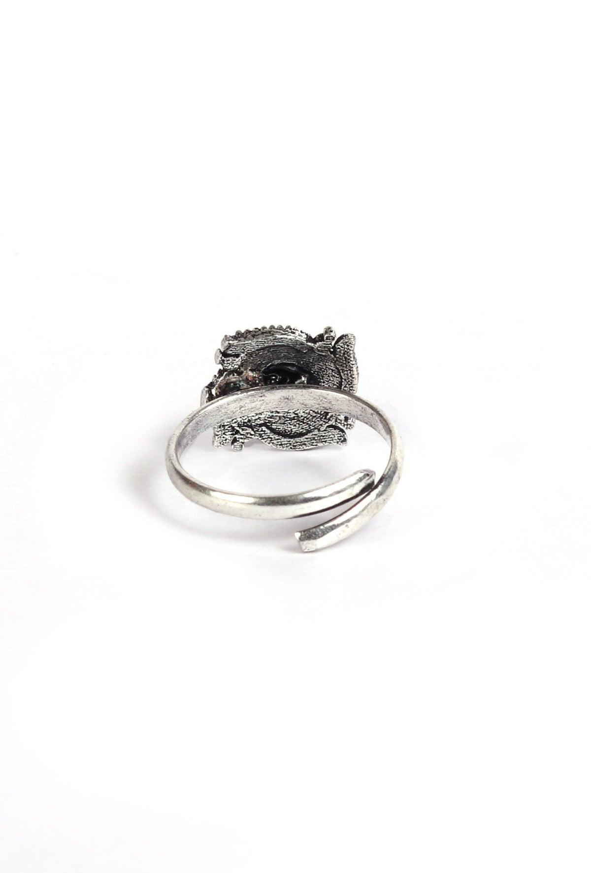 Amara Black Stone German Silver Adjustable Toe Ring