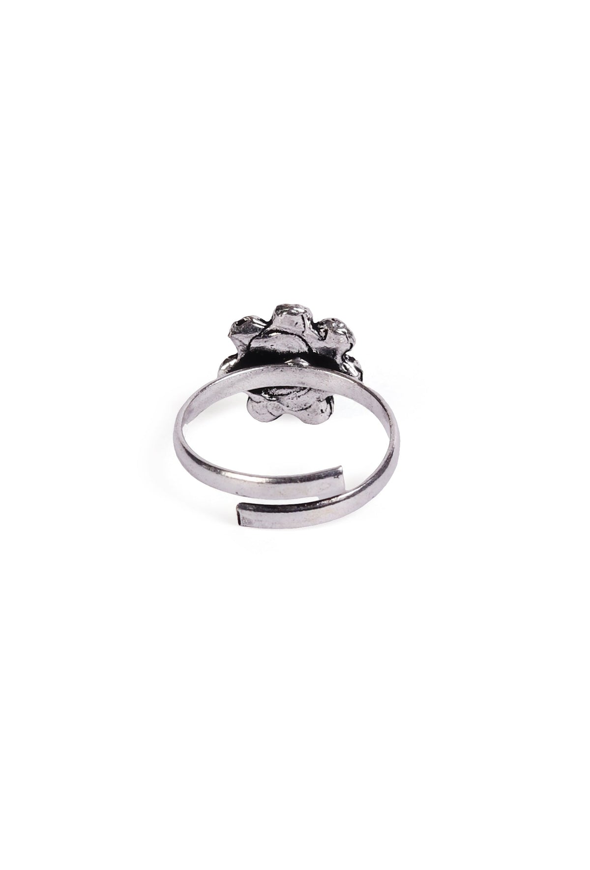 Tanvika Rosette Pattern German Silver Adjustable Toe Ring