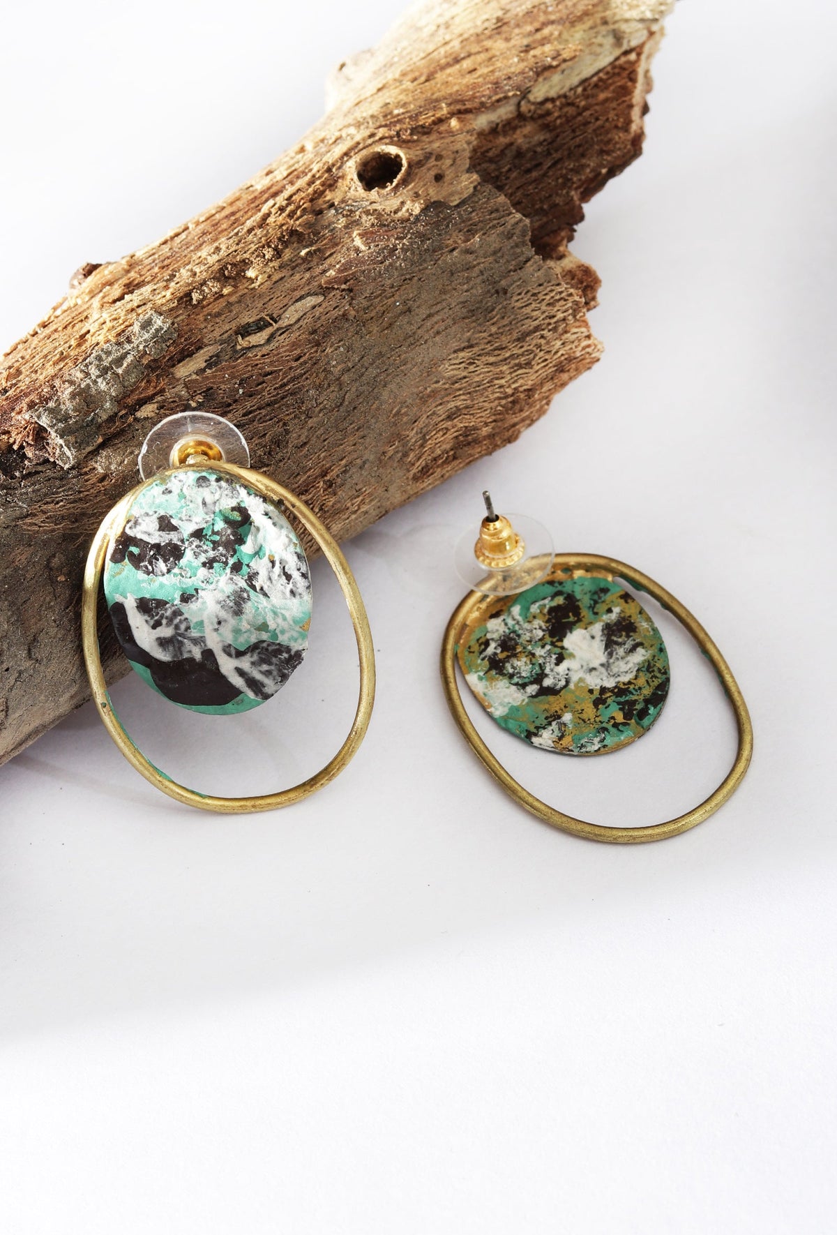 Marbled Stone Hoop Earrings