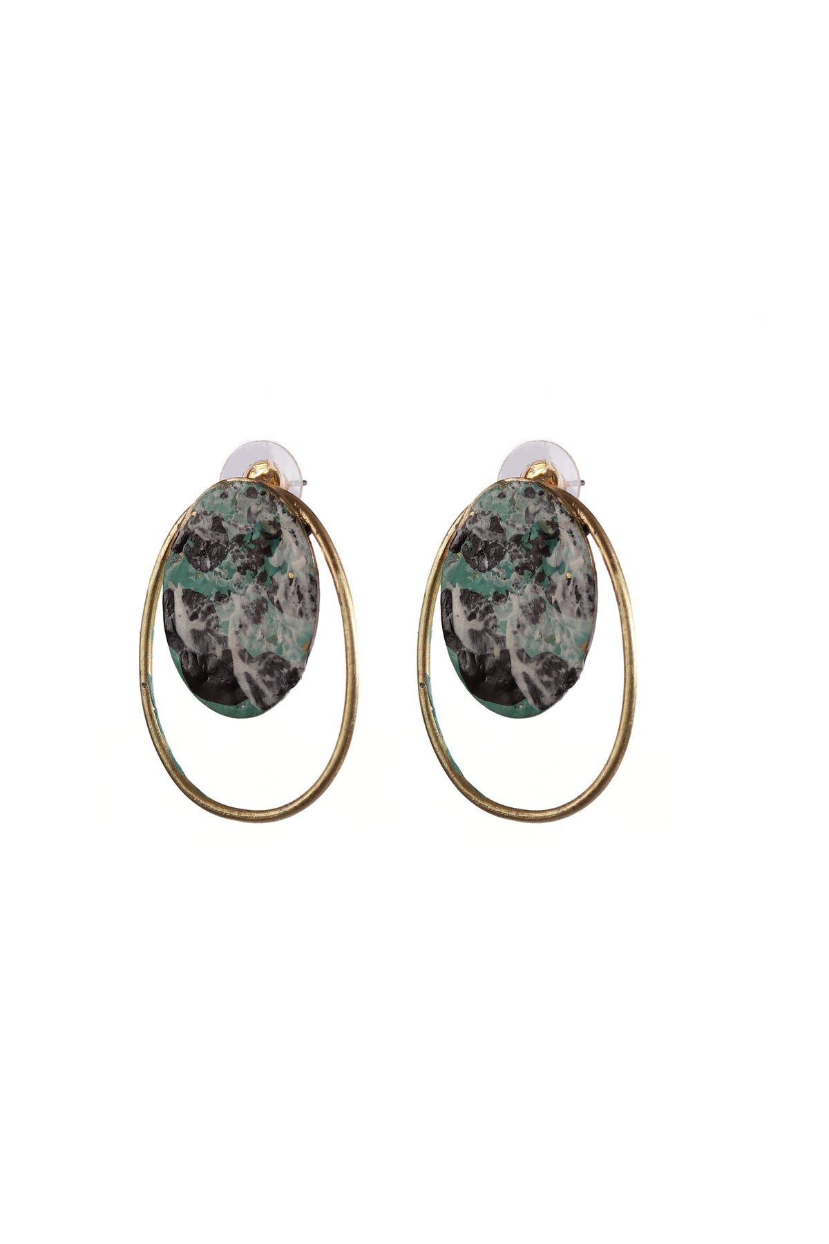 Marbled Stone Hoop Earrings