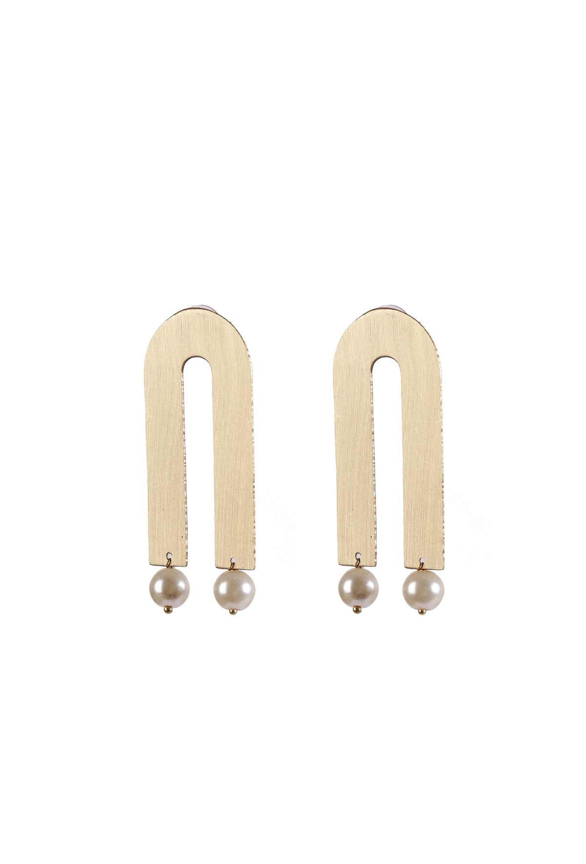 Golden Arch Pearl Drop Earrings