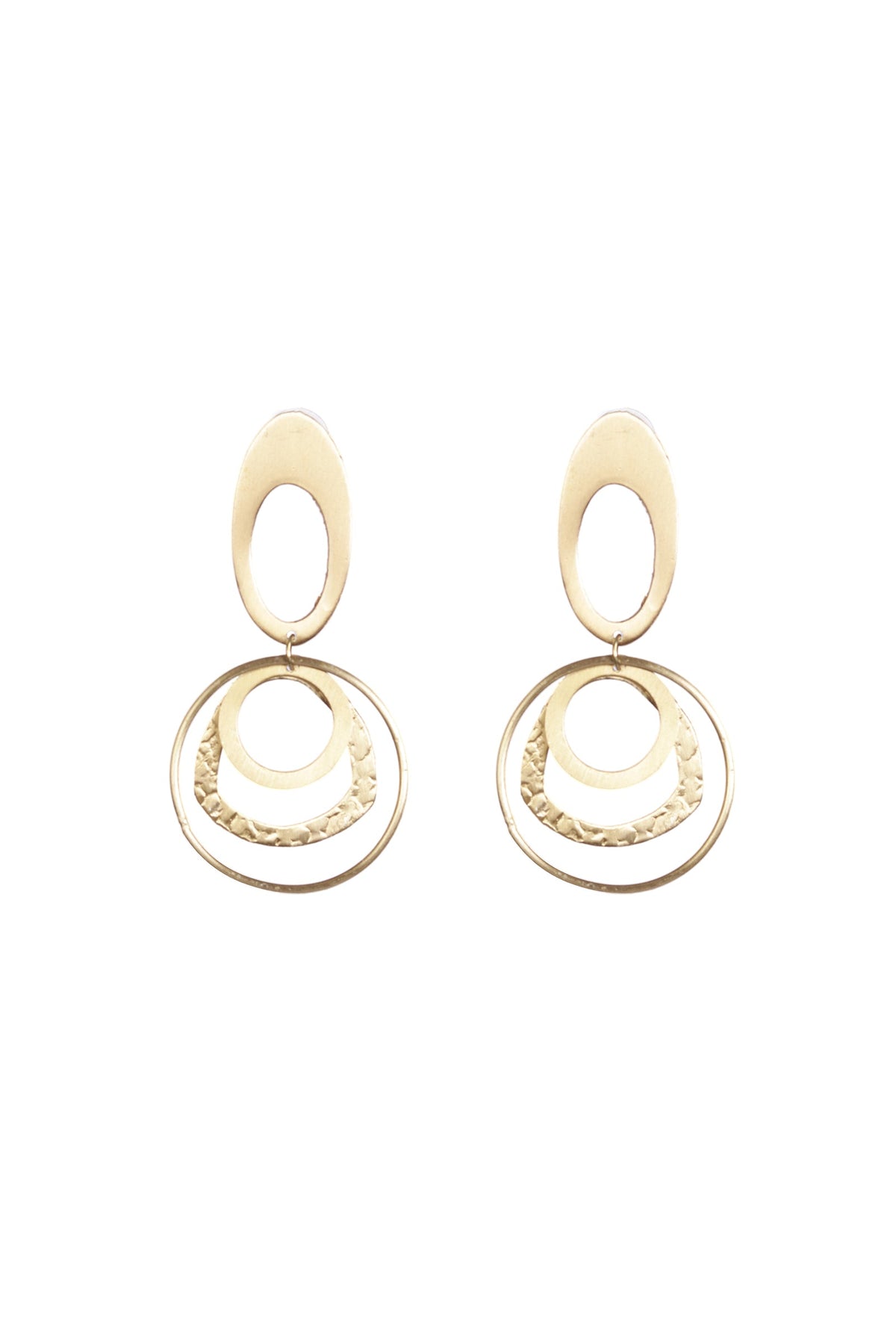 Golden Double Hoop Drop Earrings