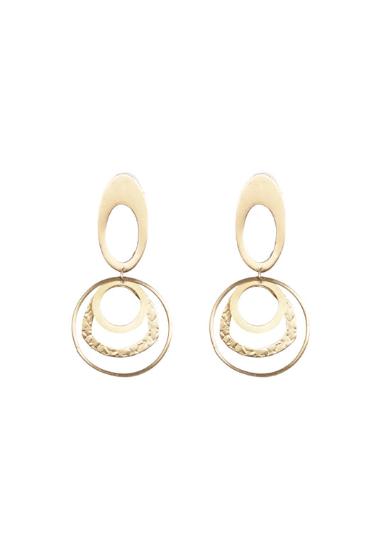 Golden Double Hoop Drop Earrings