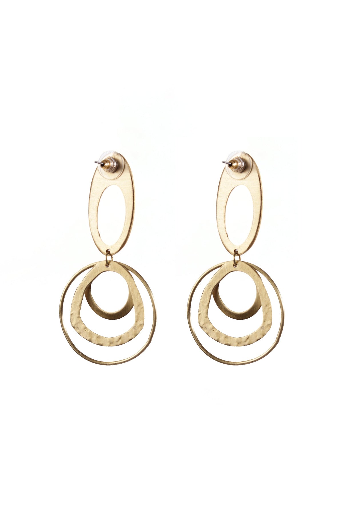 Golden Double Hoop Drop Earrings