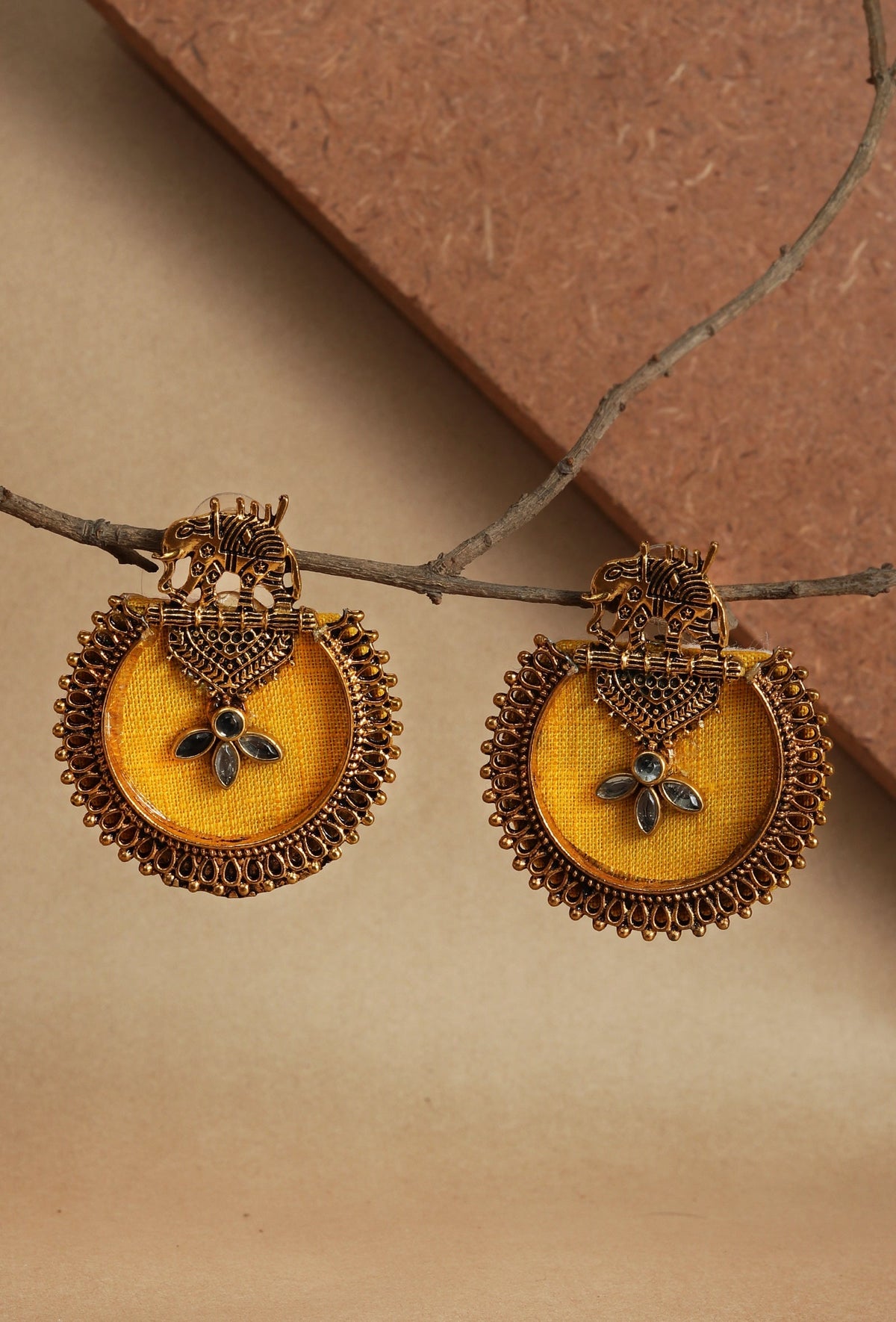 Majestic Yellow Elephant Jhumkas