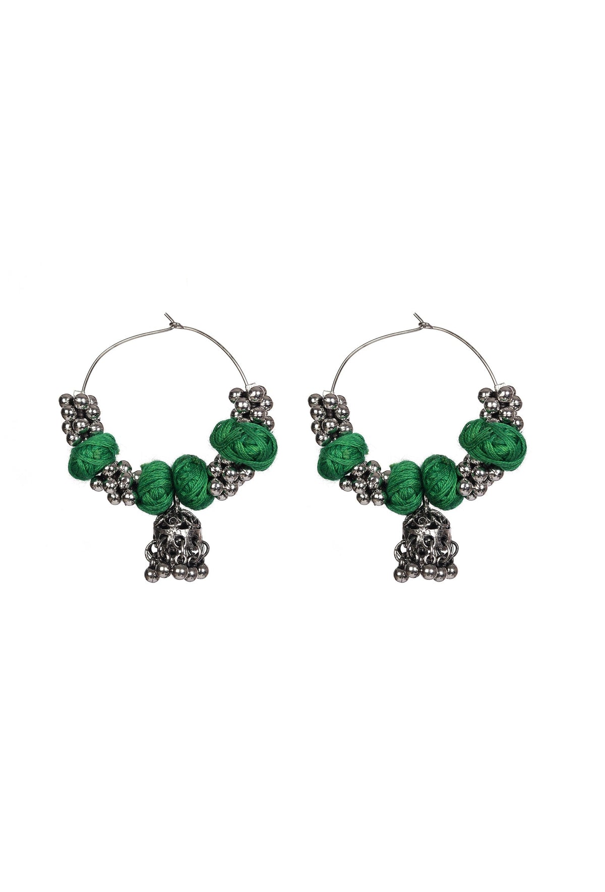 Green Boho Hoop Earrings