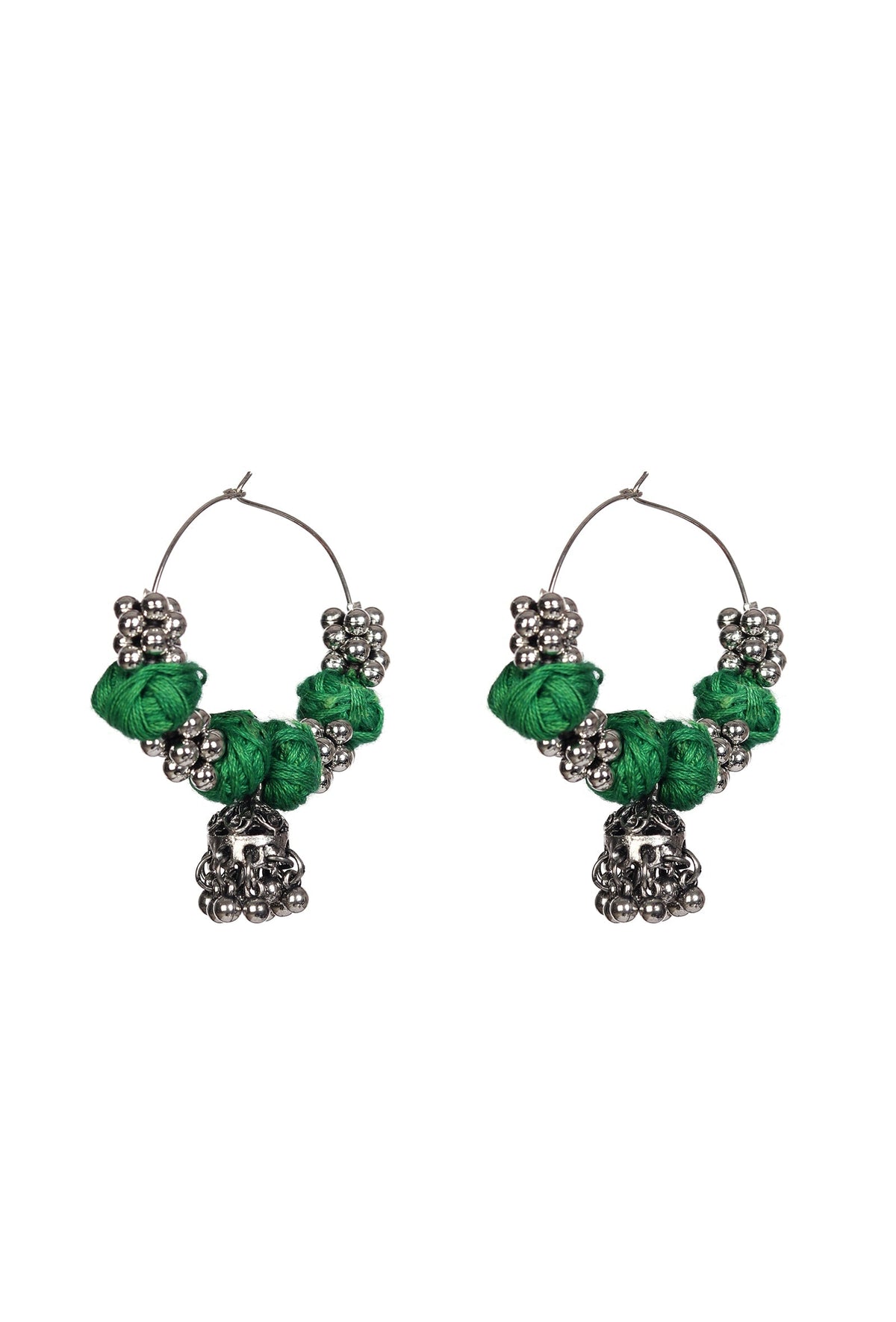 Green Boho Hoop Earrings